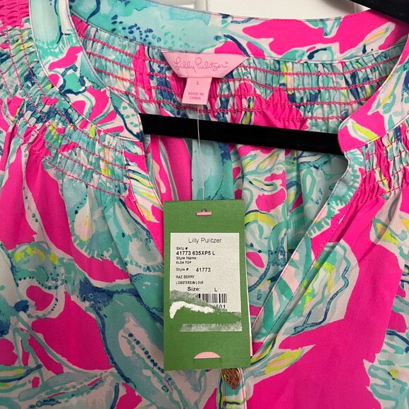 Lilly Pulitzer Elsa Top, Lobster In Love, Size L - Picture 3 of 3